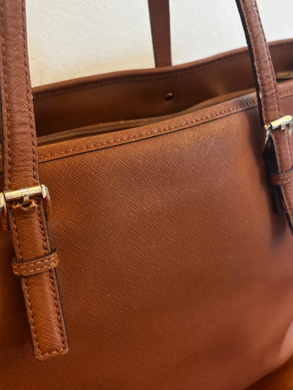 Michael Kors Jet Set Saffiano Leather Tote Brown MK Bag